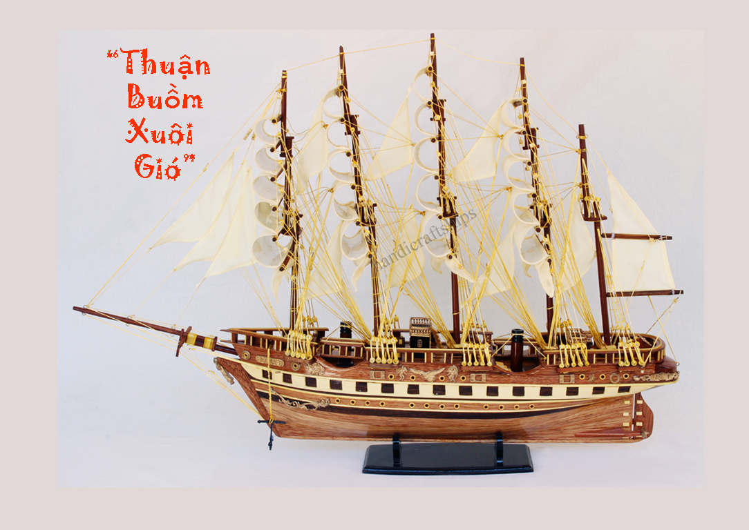 Thuận Buồm Xuôi Gió thuyền gỗ France II đỏ (Thân: 60cm)