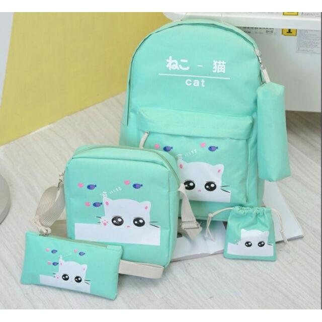 Bộ 5 Ba lô Mèo Cat,Balo Vải ,Balo,Baloteen,Balo Đi Học,Balo Hot,Balo Xinh,Balo Đa Năng,Balo Da,Balo KuteBalo, Balo Nu