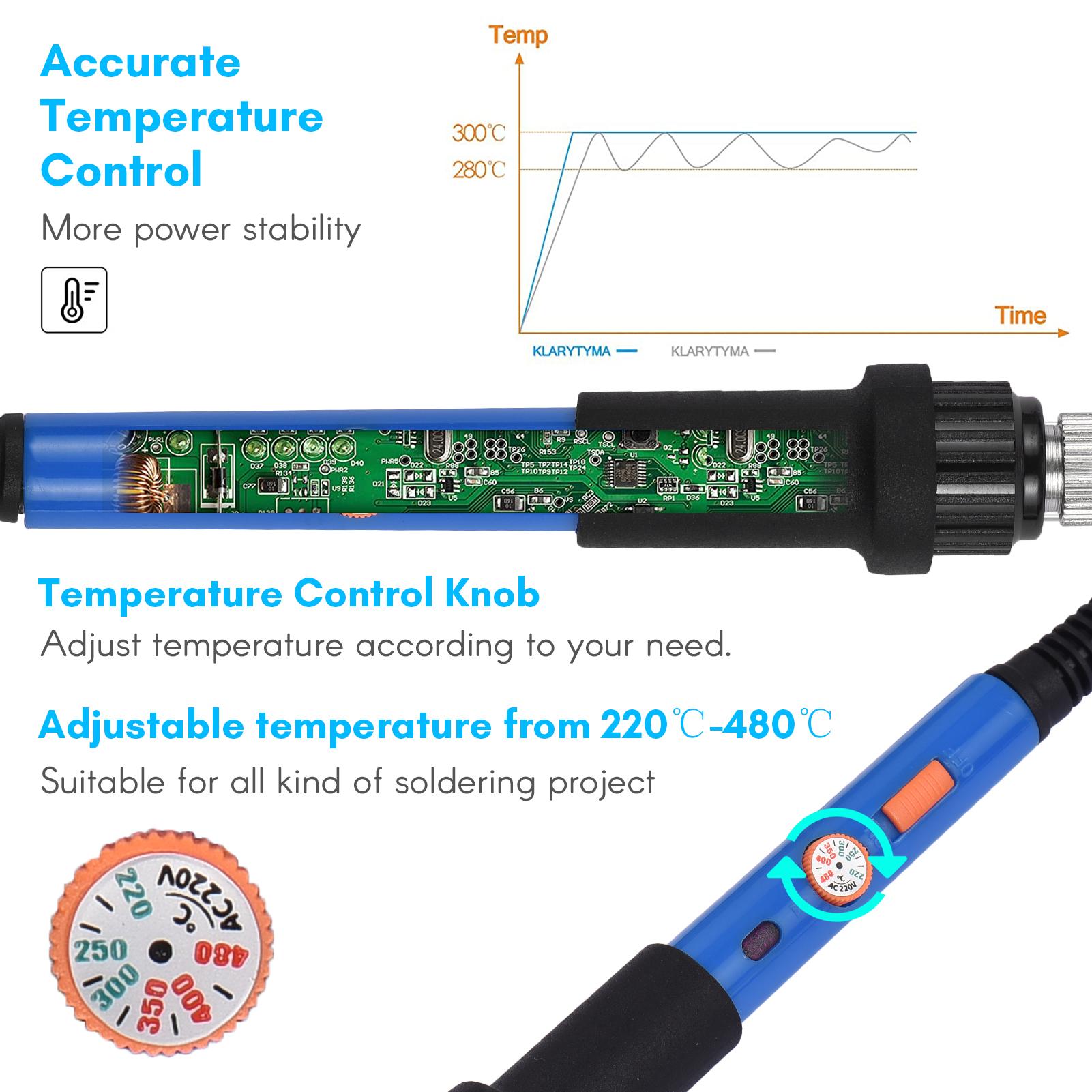 Portable Soldering Iron Kit 60W Adjustable Temperature Electric Soldering Iron Pen 15pcs Solder Kit Welding Tool