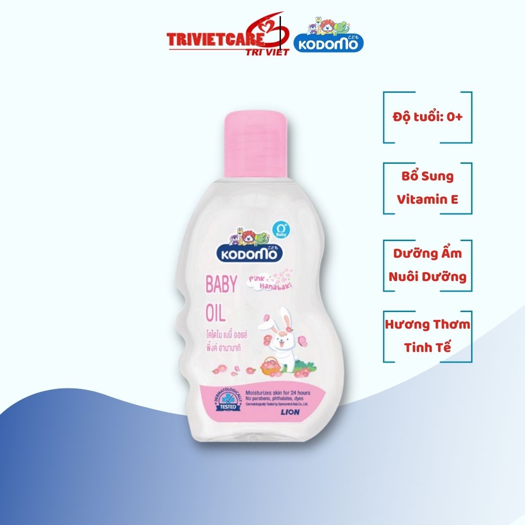 Dầu dưỡng ẩm massage cho bé Kodomo Baby Oil Pink Hanabaki | độ tuổi sử dụng: Trẻ sơ sinh
