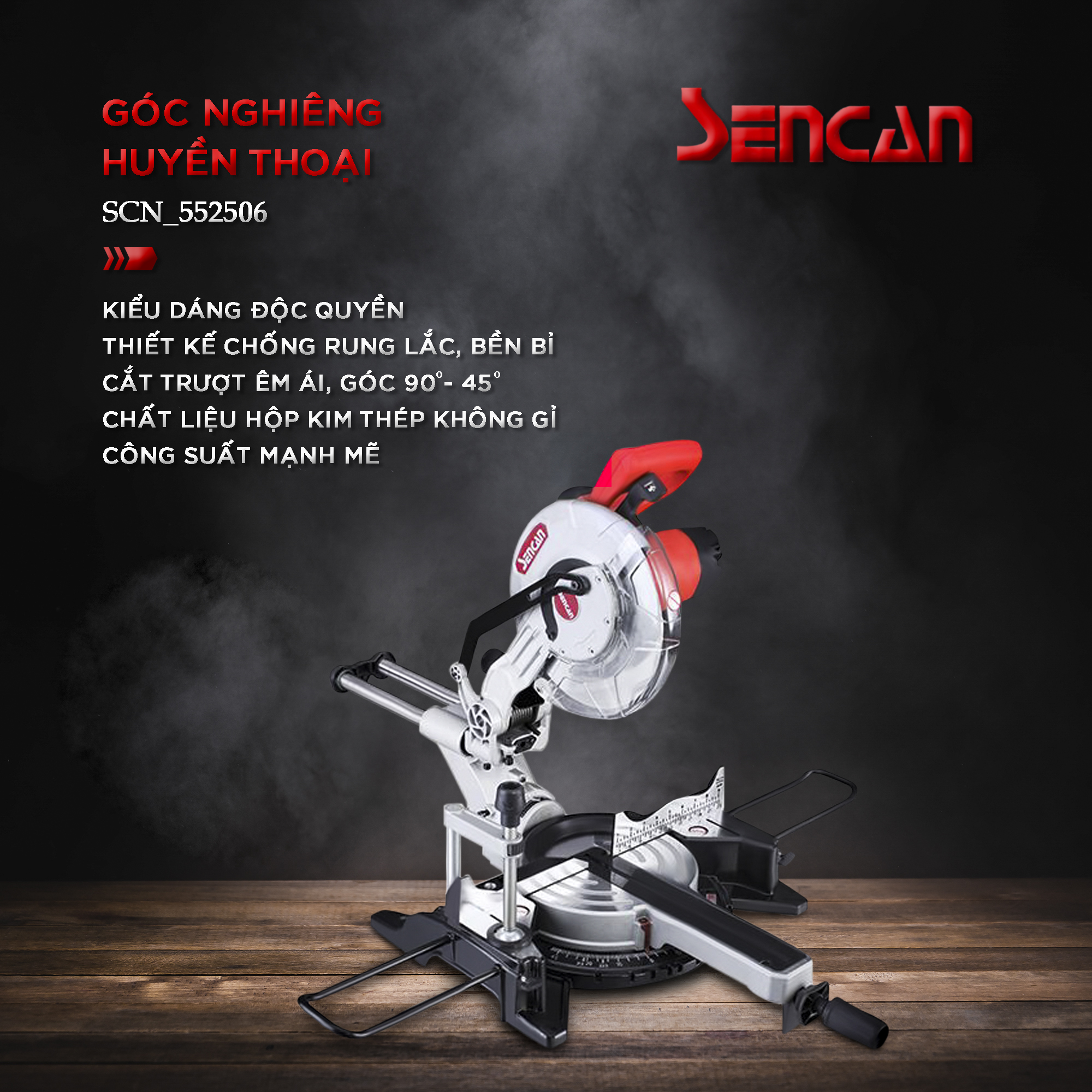Máy cắt nhôm trượt nghiêng 45° Sencan 552506