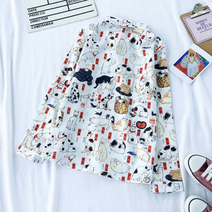 Áo sơ mi unisex hoạt hình con mèo Mã: AM1546