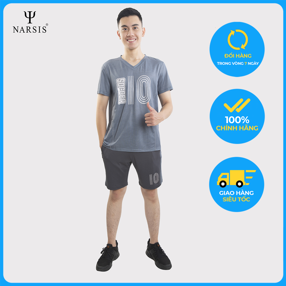Bộ đồ hè nam Narsis E0004 màu ghi đậm vải lỗ
