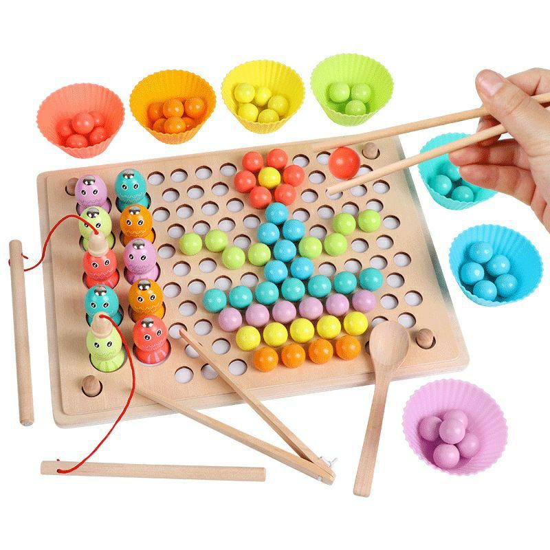 Đồ Chơi Câu Cá, Xếp Hình, Lật Hình, Gắp Hạt Kèm Bát, Đồ Chơi Montessori Giúp Bé Phát Triển Trí Tuệ