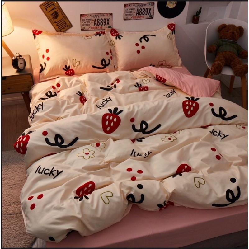 Set Cotton Poly Hàng Nhập khẩu 4 Món Dâu Tây
