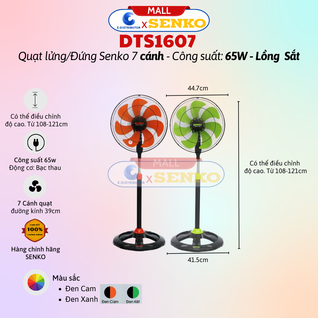 Quạt Điện Đứng 7 Cánh Senko LTS1636 (65w) - LTS1632 (60W) - DTS1607 (65W) - DTS1609 (60W) - DCN1808 (75W) - DCN1806 (75W) - Hàng Chính Hãng - Bảo Hành 24 Tháng