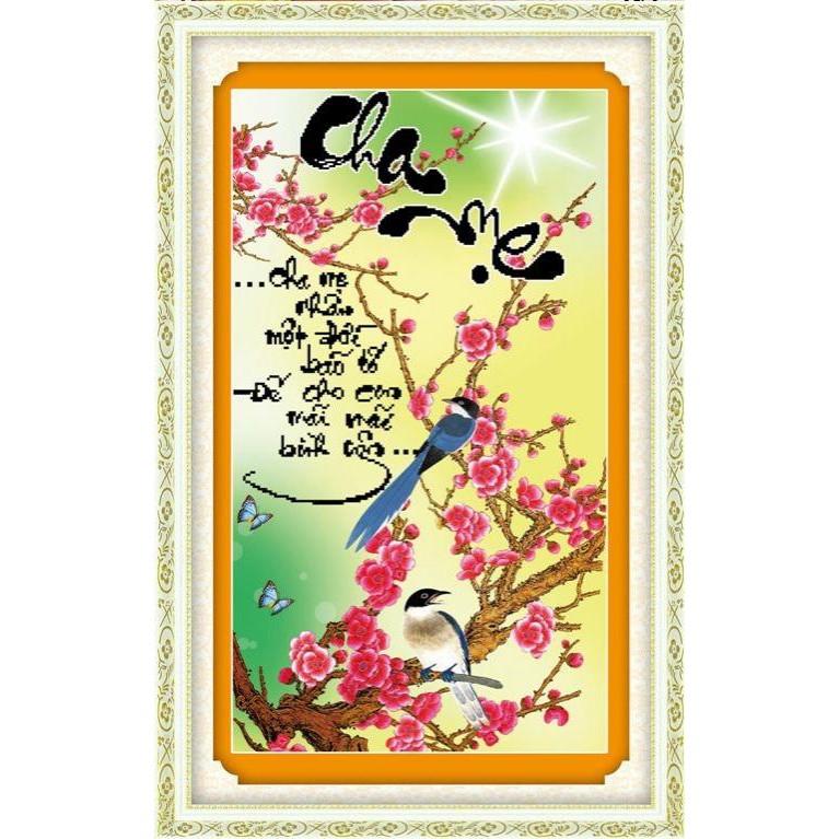 Tranh thêu chữ thập Cha mẹ DLH-222765