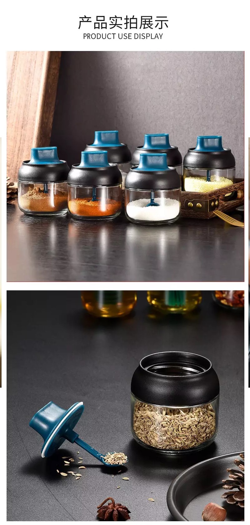 Hủ thủy tinh mini đựng gia vị kèm cây khuấy mật ong HT694 - Hũ, lọ đựng ...
