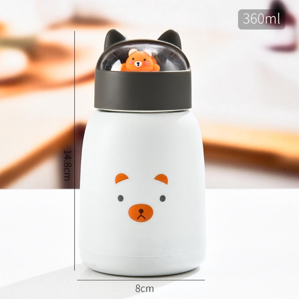 Bình Đựng Nước Thủy Tinh Bọc Silicon Tai Mèo Cách Nhiệt Thời Trang Mới - Bình Nước Học Sinh - Hàng Chính Hãng MINIIN
