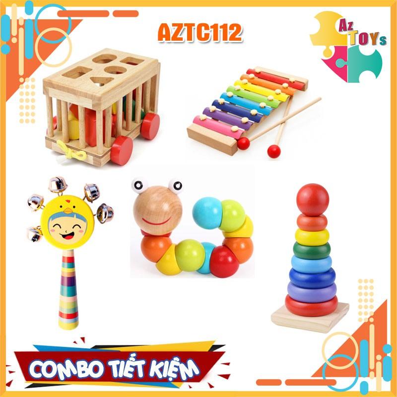 Combo 5 Món Đồ Chơi Gỗ Giáo Dục Giúp Phát Triển Kỹ Năng Cho Bé - AZTC112