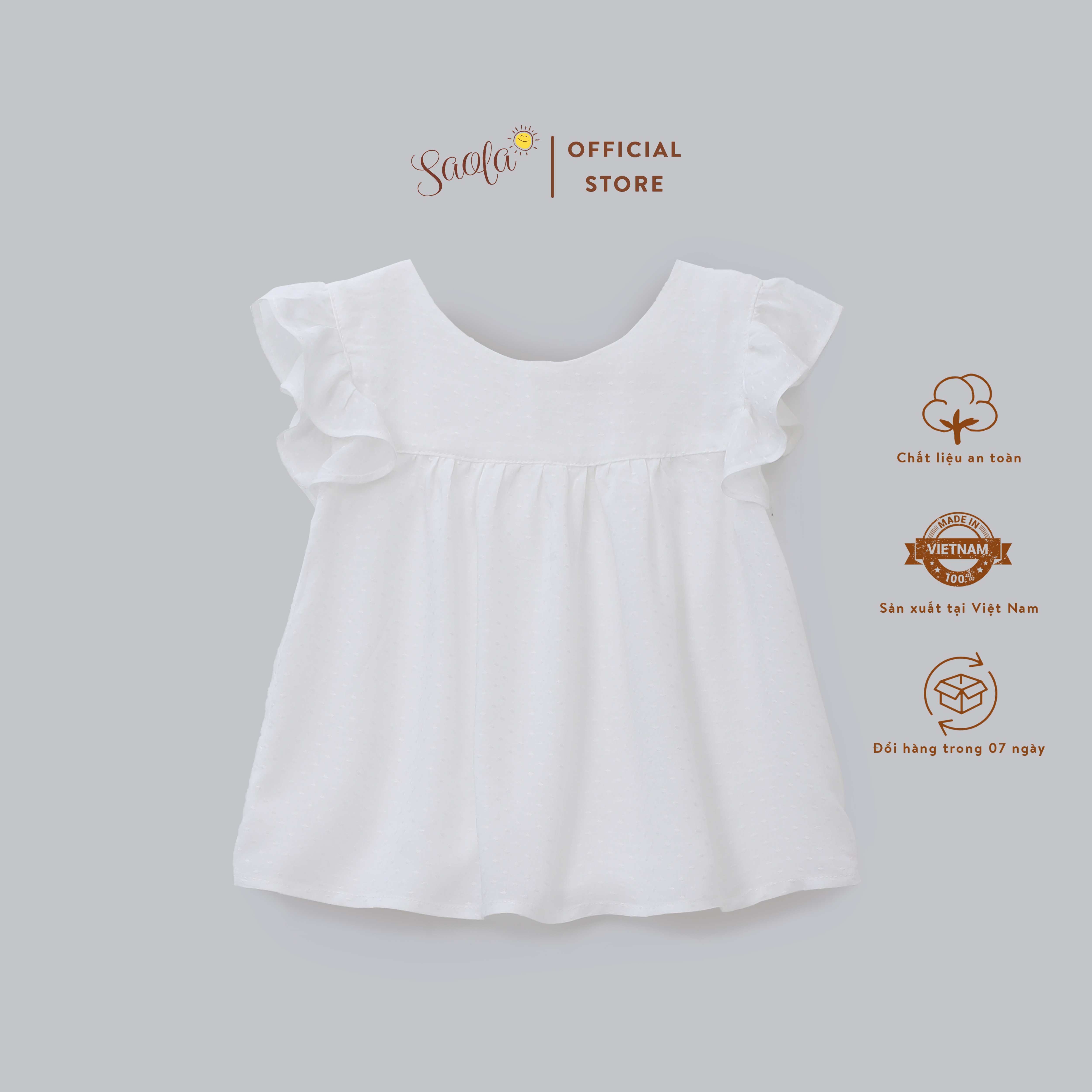 Áo Bé Gái Cổ Tròn Tay Bèo Nhún Xinh Xắn - LILIAN TOP - TOC017 &amp; TOC018  - SAOLA KIDS CLOTHING