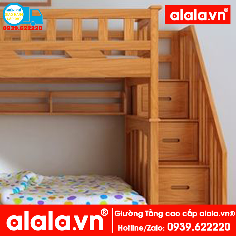 Giường tầng ALALA117 (1m4, 1m6) gỗ thông nhập khẩu - www.ALALA.vn® - 0939.622220