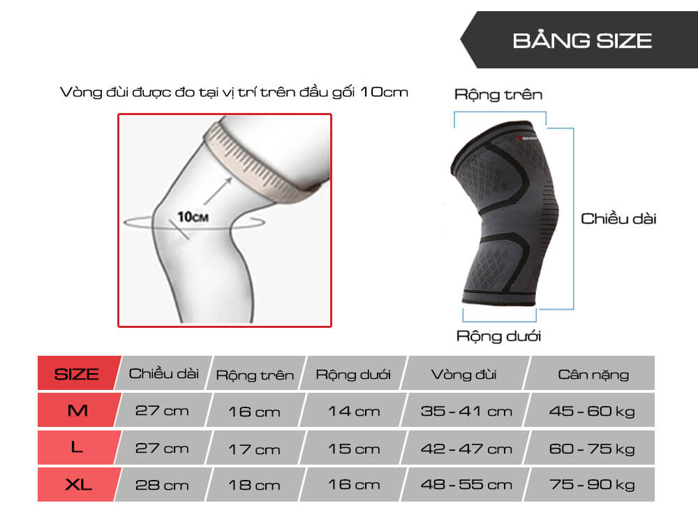 Băng gối, bọc gối thể thao đàn hồi GoodFit GF518K