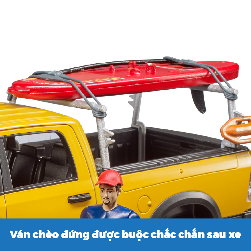 Đồ Chơi BRUDER Xe Cứu Hộ Bãi Biển Ram 2500 Với Nhân Viên Và Ván Chèo Đứng BRU02506