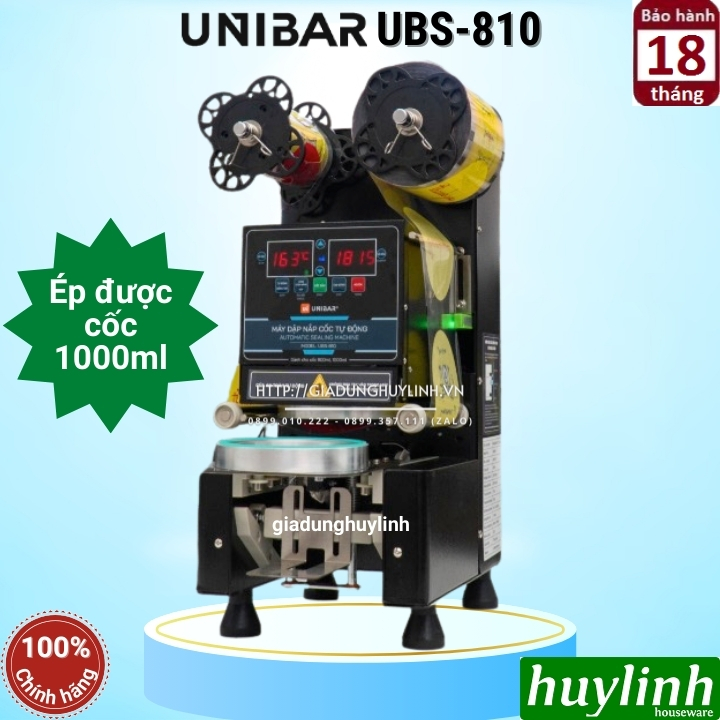 Máy dập nắp cốc tự động Unibar UBS-810 - Máy ép miệng ly 1000ml - Hàng chính hãng