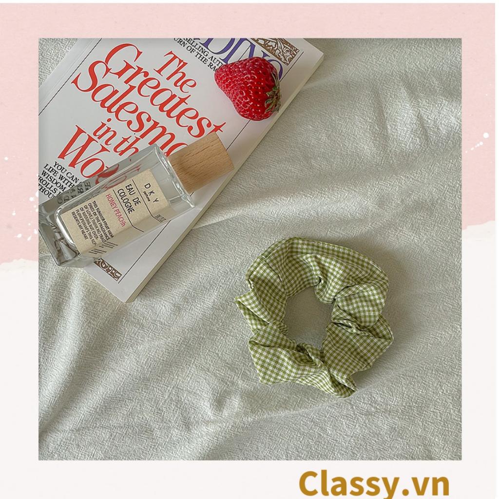 Scrunchies buộc tóc nhiều họa tiết; họa tiết tông kẻ sọc  nữ Classy tính thanh lịch PK735