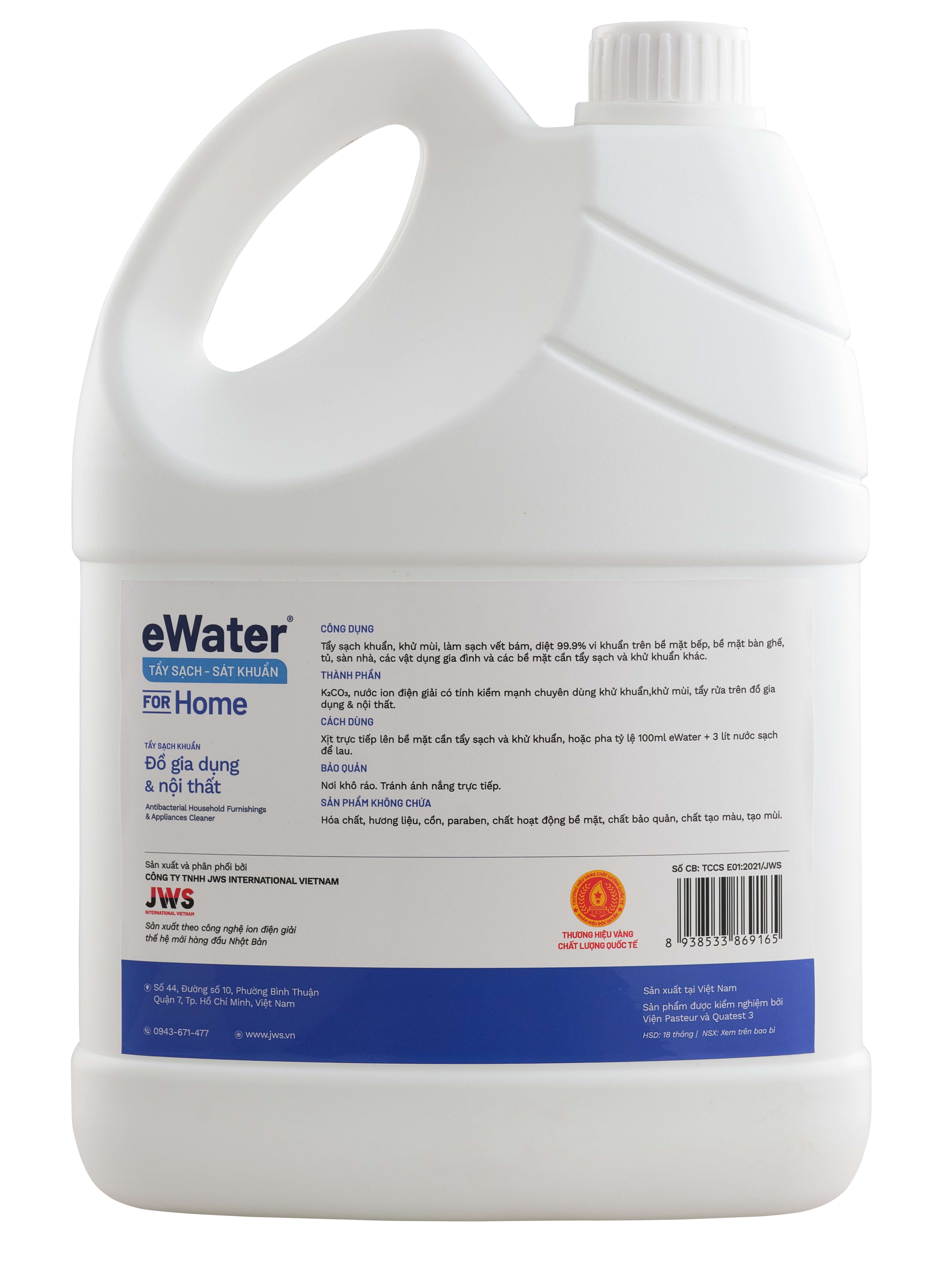 Chai xịt nước ion điện giải eWater - Tẩy sạch khử khuẩn Đồ gia dụng &amp; nội thất (5L)