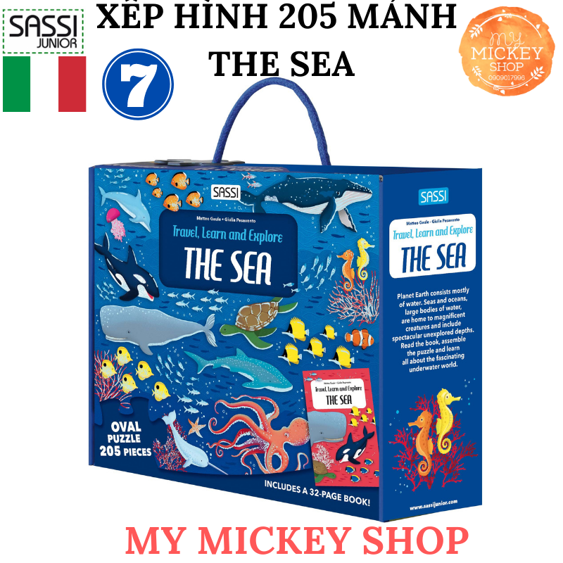Bộ xếp hình 200 mảnh chính hãng Sassi Chủ Đề Đại Dương