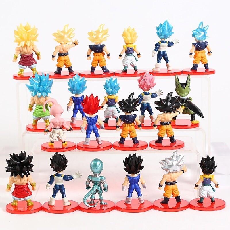 Combo 21 mô hình nhân vật Dragon Ball 7 Viên Ngọc Rồng Goku Gogeta Vegito Broly Gohan Frieza Vegeta SuperSaiyan God SSJ