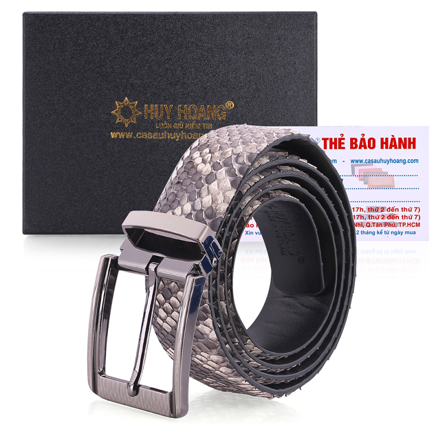 HC4306-07-10-45 - Thắt lưng nam da trăn Huy Hoàng 3,5P đầu kim màu da nguyên thủy, đen, trắng, nâu
