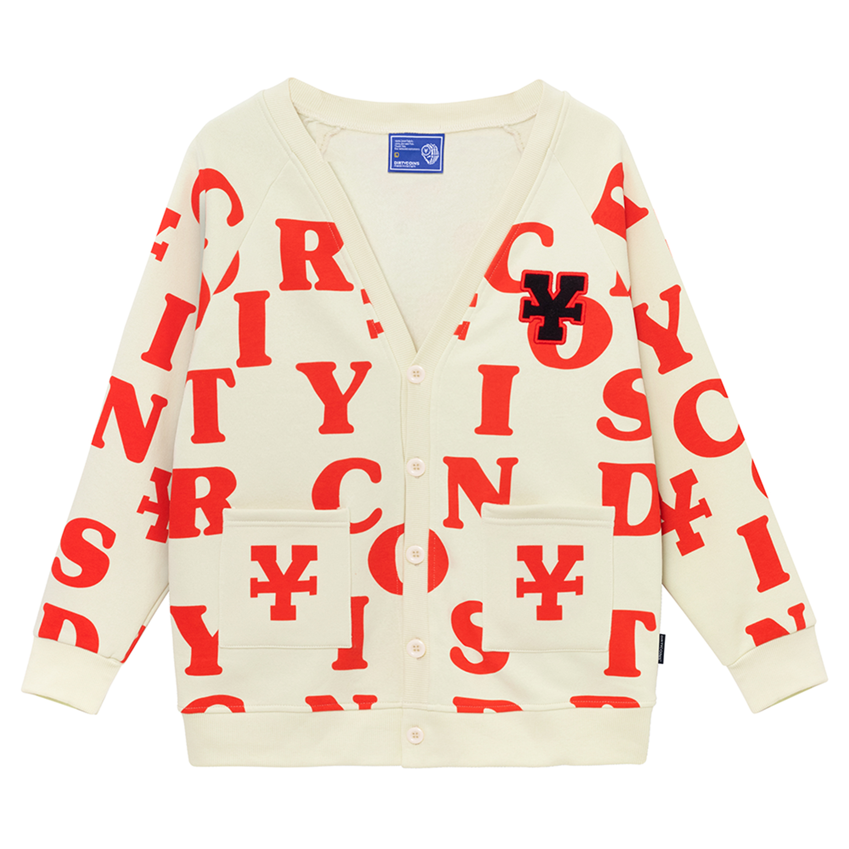 Áo khoác DirtyCoins Print Cardigan - Ivory/Red