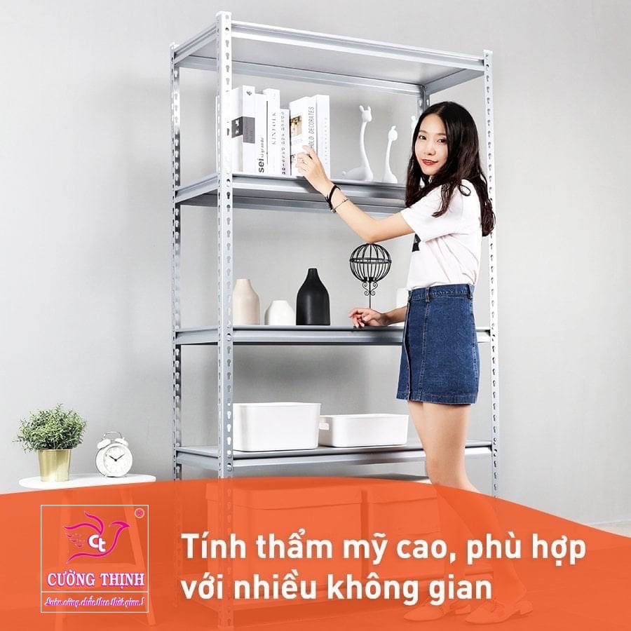 Kệ sắt V lỗ 5 tầng mẫu mới lắp đặt không cần ốc vít, Cao 2m x dài 1m2 x rộng 40cm