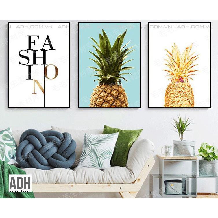 Bộ 3 tranh khung canvas treo tường trái cây nhiệt đới