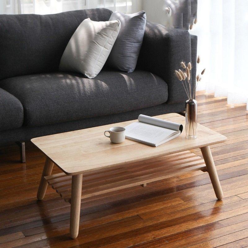 Bàn sofa 2 tầng xếp gọn gỗ cao su 900 x 500 x 350