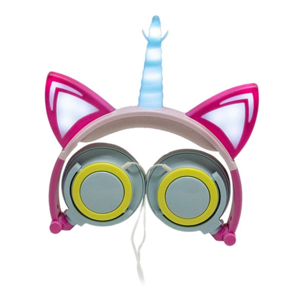 Cat Ear Unicorn Kids Headphones LED Flashing Girls Headband