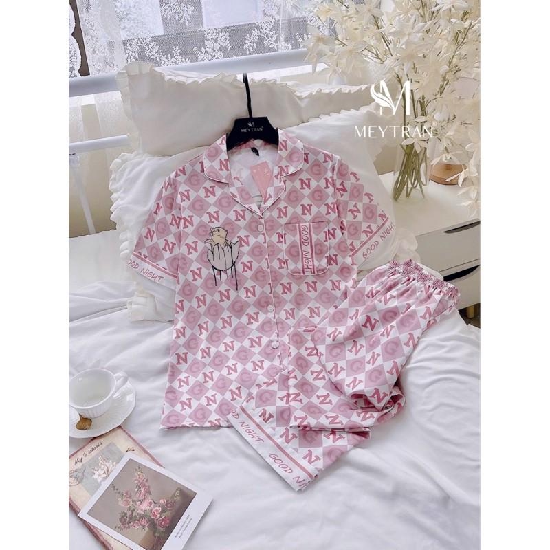 BỘ ĐỒ PYJAMA TAY NGẮN QUẦN DÀI HOẠ TIẾT CHỮ 3 MÀU