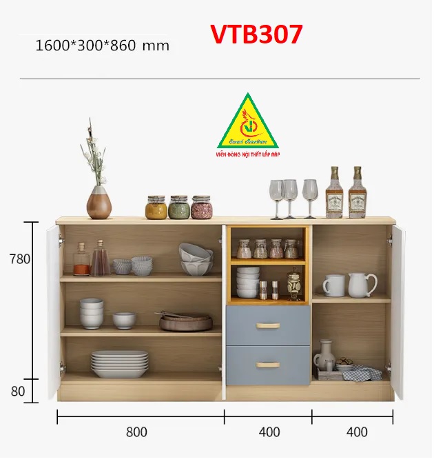 Tủ bếp, tủ nhà bếp VTB307- Nội thất lắp ráp Viendong Adv