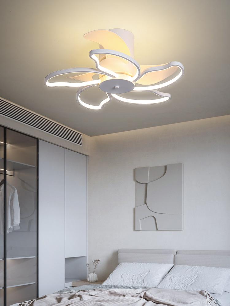 Đảm bảo chất lượng Bắc Âu đèn trần phòng ngủ hiện đại tối giản phòng khách phòng ăn quạt đèn im lặng tích hợp đèn quạt trần