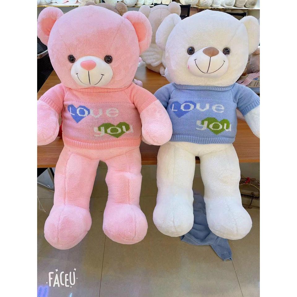 Teddy áo len tim Love You cao cấp cực mịn, cực êm