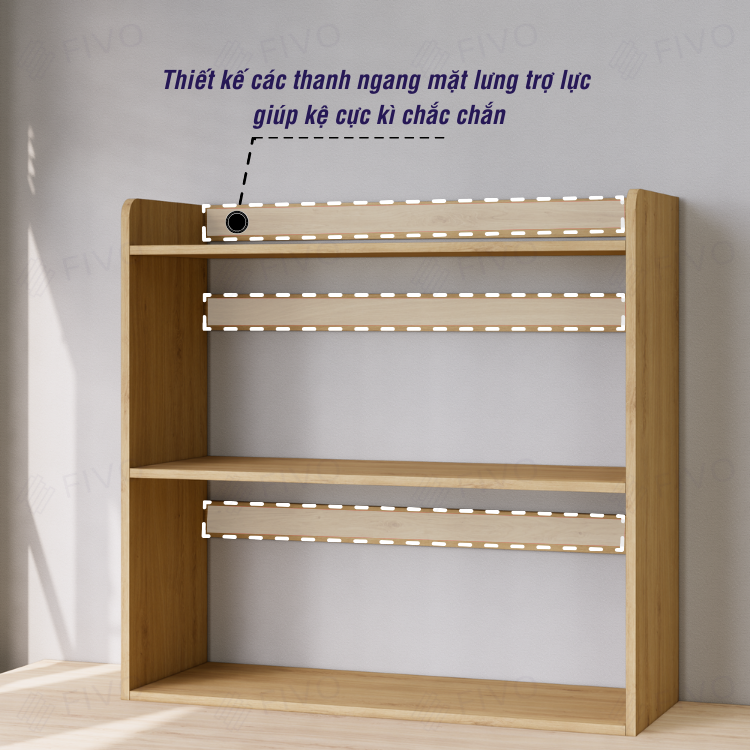 Kệ Sách Gỗ 2 Tầng Đa Năng FB22 FIVO Màu Gỗ Và Walnut, Thiết Kế Hiện Đại, Decor Bàn Học, Bàn Làm Việc Gọn Gàng