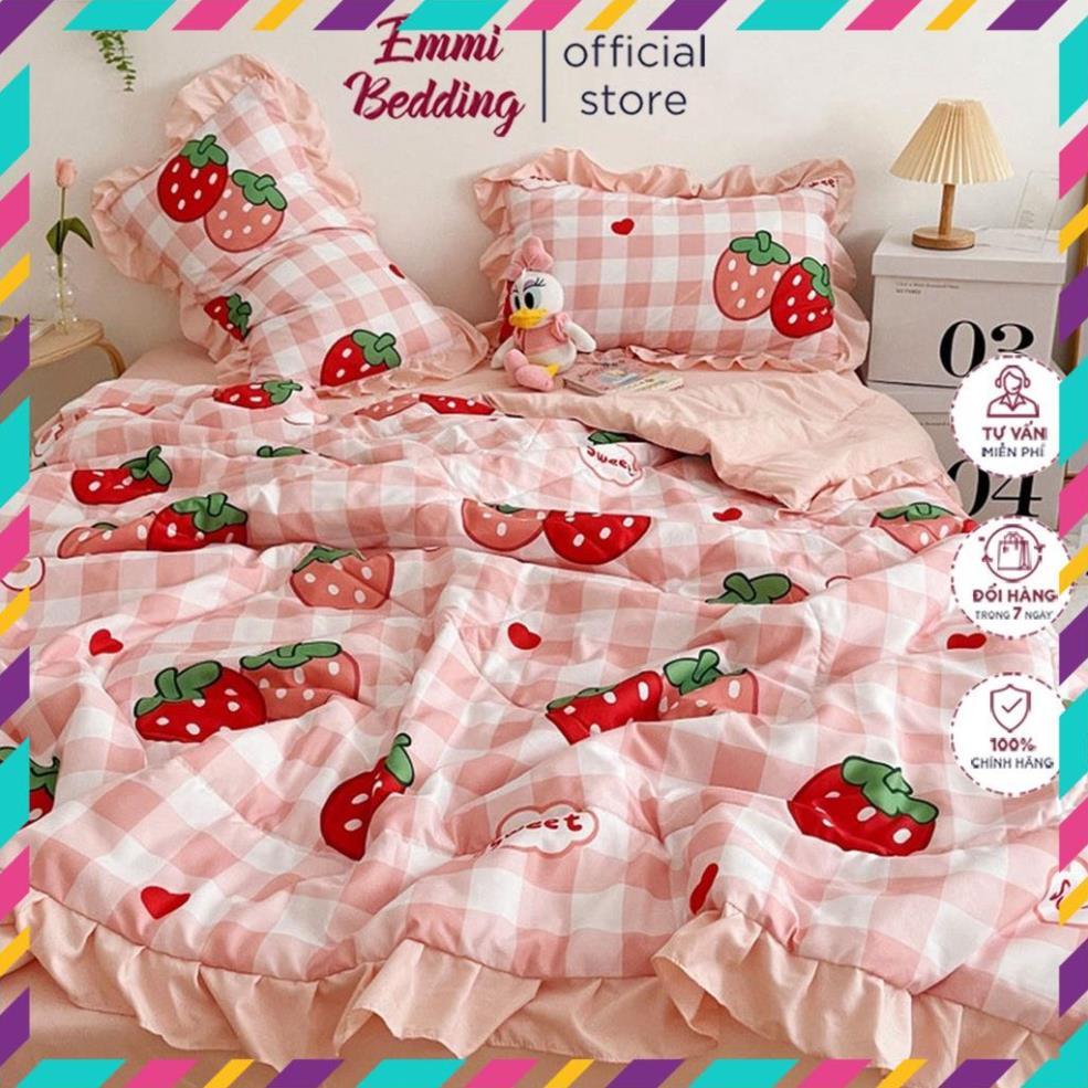 Bộ Chăn Ga Gối Cotton Đũi Bèo 4 Món Chăn Chần Hè Mẫu Mới Nhất 2021,