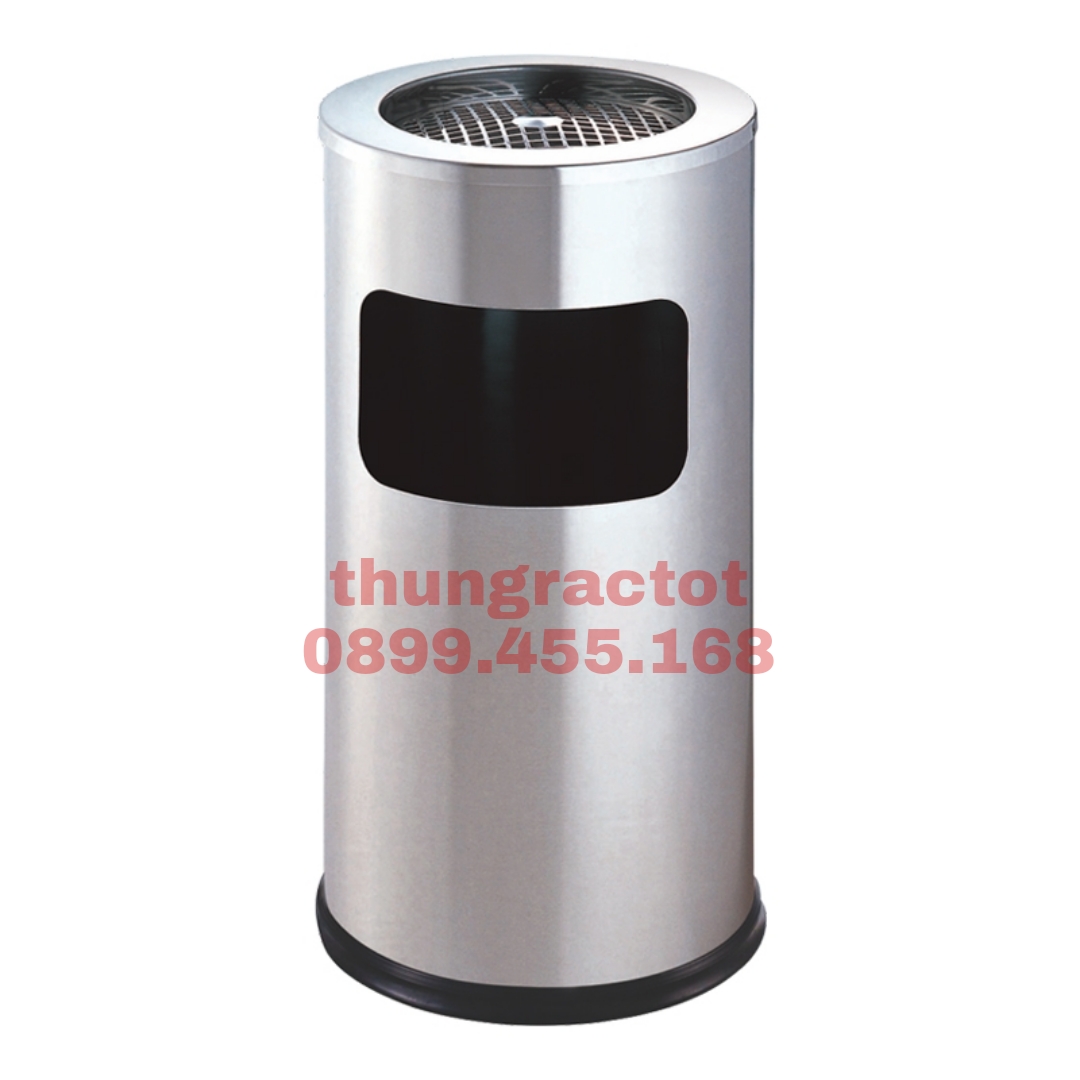 Thùng rác inox gạt tàn thuốc dạng tròn