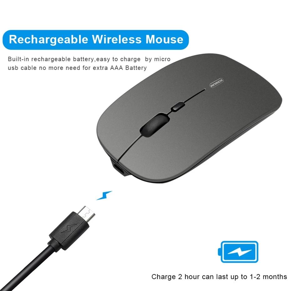 Chuột Không Dây Di Động 2.4Ghz 1600DPI Chuột Máy Tính USB Sạc Im Lặng Kinh Doanh Nhà Văn Phòng Mini PC Chuột Cho Laptop