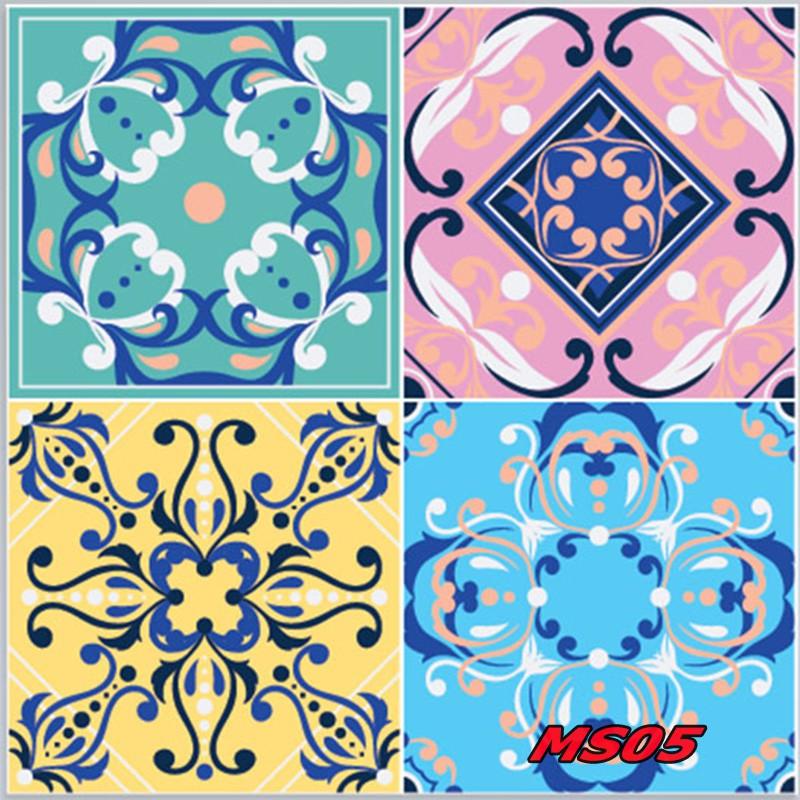 DECAL GẠCH BÔNG CỔ 20X20CM, SET 36 Ô CÓ SẴN