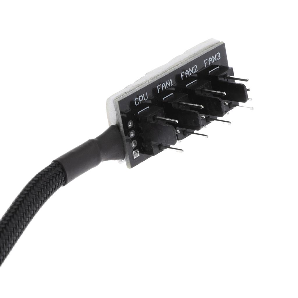4 Way PWM Splitter Hub 4pin/3pin CPU Computer Fan Black Sleeved 12V