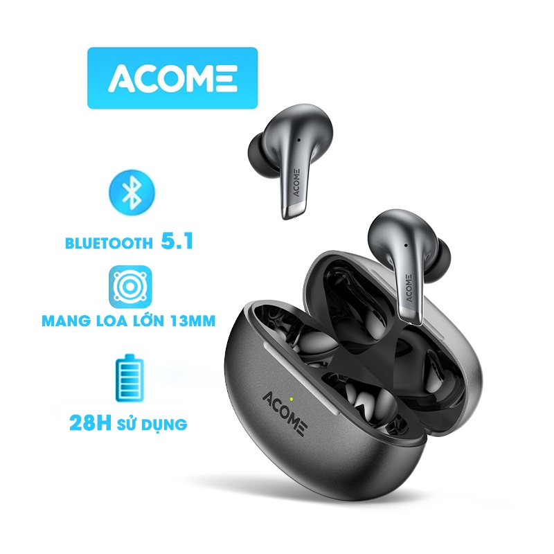 Tai Nghe Bluetooth ACOME Airdots T8 Thiết Kế In-Ear Chất Âm Rõ Nét Cảm Ứng Thông Minh - Hàng Chính Hãng