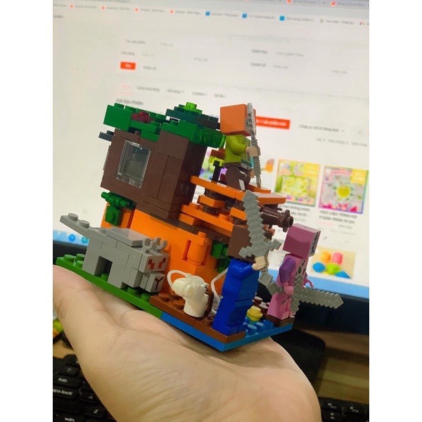 Đồ Chơi Lắp Ráp Lắp Ghép Mô Hình Game Mine craft Chủ Đề Ngôi Nhà Cây Mini