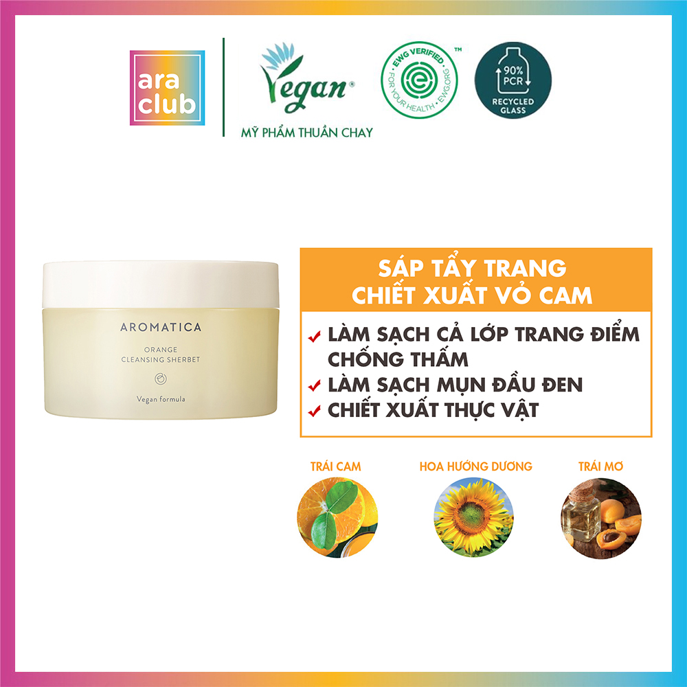 Sáp Tẩy Trang Làm Sạch Sáng Da Chiết Xuất Cam Aromatica Orange Cleansing Sherbet 150g