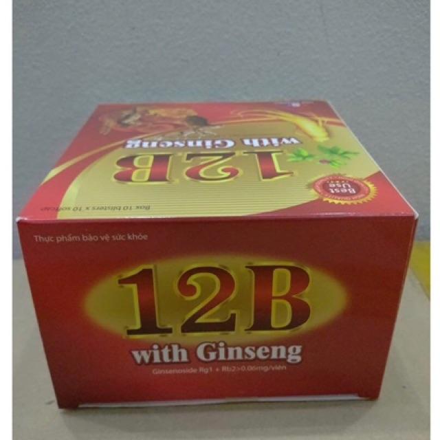 VIÊN UỐNG 12B WITH GINSENG PHỤC HỒI SỨC KHỎE - NÂNG CAO TRÍ LỰC - BỒI BỔ CƠ THỂ - BỔ SUNG CÁC VITAMIN - HỘP 100 VIÊN
