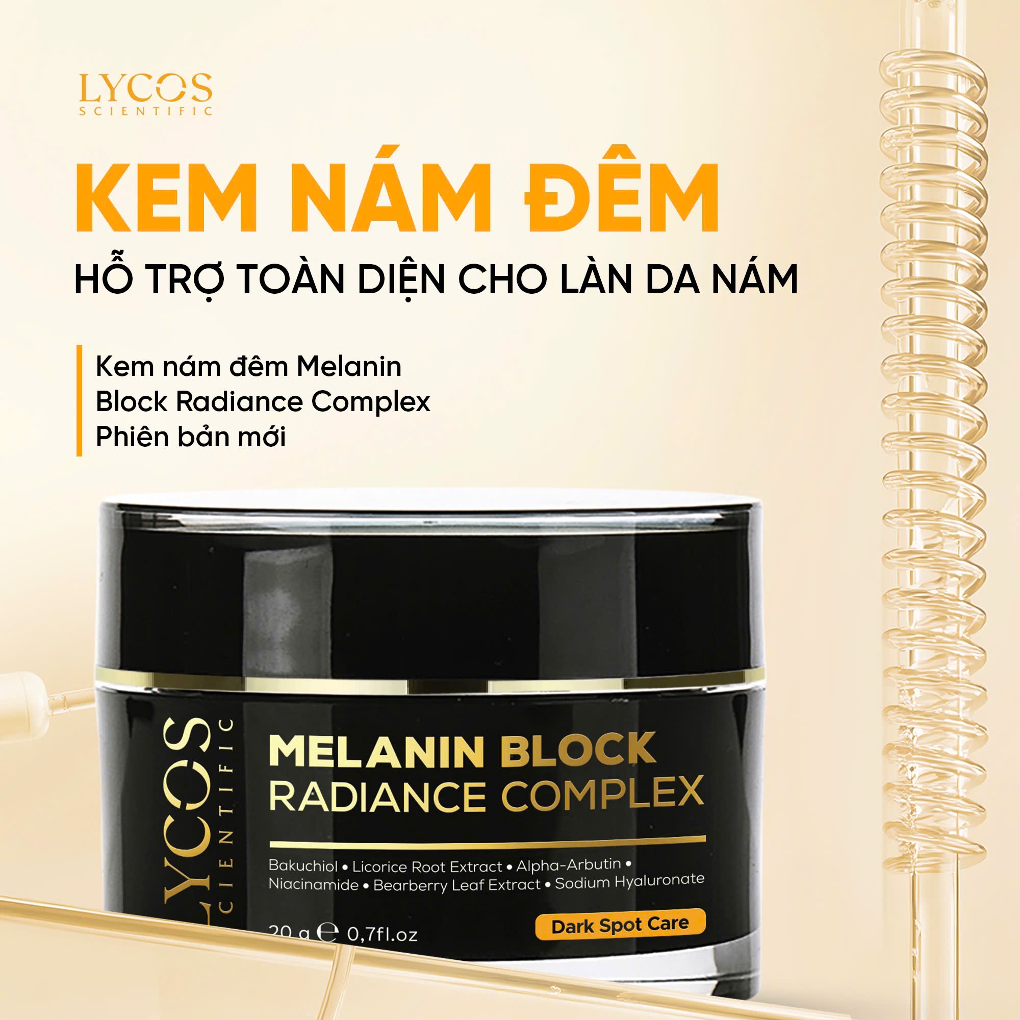 Kem Nám Đêm MELANIN BLOCK LYCOS, Kem Nám Lycos - Phiên bản nâng cấp : giảm thâm nám tàn nhang, dưỡng trắng da. hiệu quả lên đến 99%