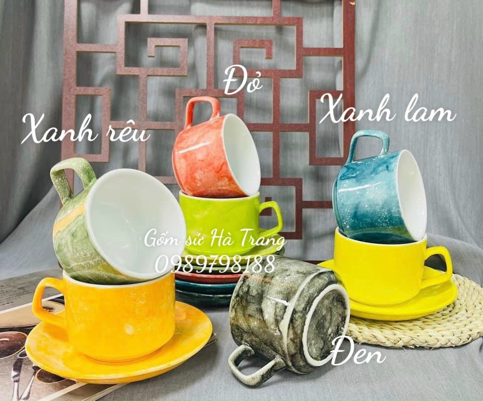 1 cốc 1 đĩa gốm sứ Bát Tràng cao cấp dung tích 250ml