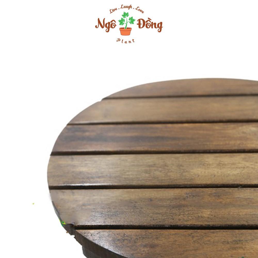 Đế Lót Chậu Cây Cảnh Gỗ Tràm Có Bánh Xe Tròn R30cm Chịu Lực Lên Đến 120kg