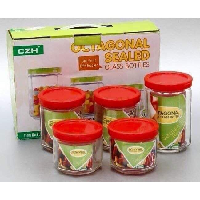 Bộ 5 lọ thủy tinh đựng gia vị