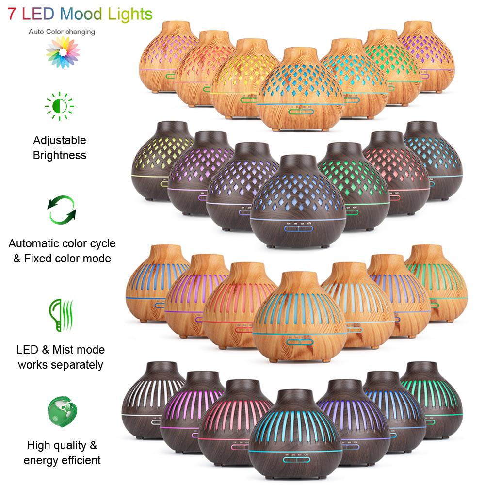 Mới 550Ml Tinh Máy Khuếch Tán Tinh Dầu Siêu Âm Thanh USB Máy Tạo Độ Ẩm Không Khí Có Đèn LED 7 Màu Đèn Điều Khiển Từ Xa Văn Phòng Nhà difusor
