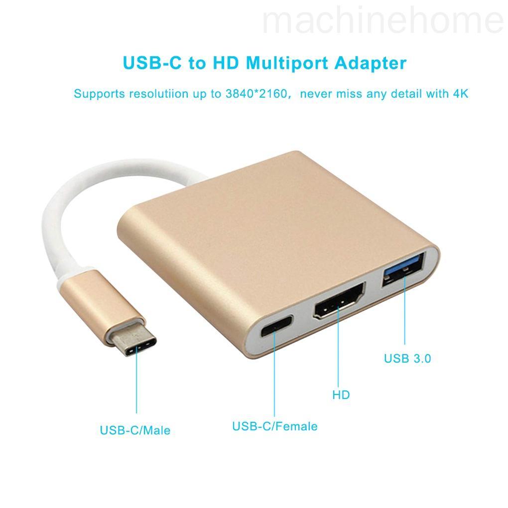 Đầu chuyển đổi type-c sang USB HDMI-tương thích với USB 3.1 3 trong 1