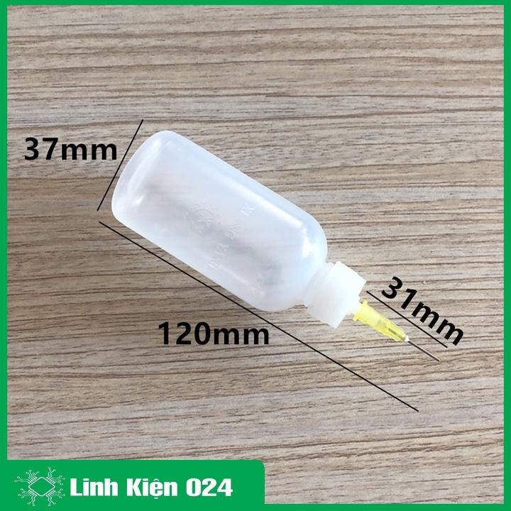 Lọ đựng dung dịch đầu kim 50ml (50cc), chất liệu nhựa đựng cồn, nhựa thông hàn, chất trợ dung tiện lợi